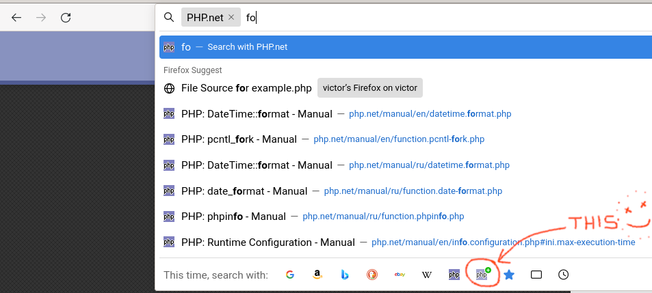 Search suggestions from php.net website